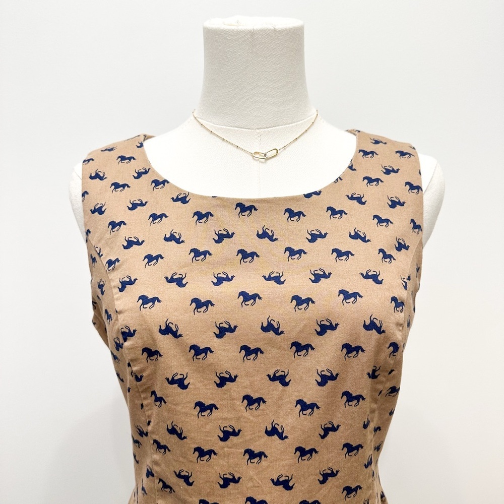 Vintage Inspired Brown Horse Printed Dress - Picture 9 of 10
